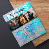 Opal Stone Iridescent Foto Typografie Nail Artist Visitenkarte
