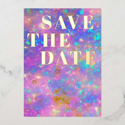 Opal Stone Minimalistisch Moderne Hochzeit retten  Folieneinladung (Vorderseite)