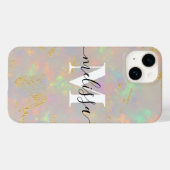 Opal Stone Monogram Calligraphie Case-Mate iPhone Hülle (Rückseite (Horizontal))