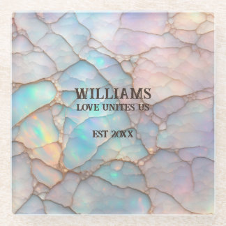 Opal Stone Pastell Color Personalisiert Glasuntersetzer