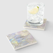 Opal Stone Pastell Lila Color Personalisiert Steinuntersetzer (Seitenansicht)