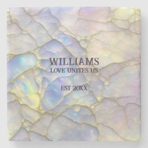Opal Stone Pastell Lila Color Personalisiert Steinuntersetzer