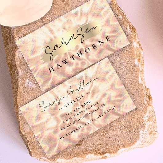 Opal Stone Rose Gold Brush Stroke Luxus Visitenkarte