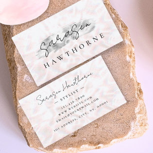 Opal Stone Silver Brush Stroke Luxury Visitenkarte