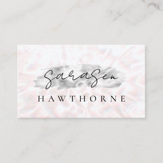 Opal Stone Silver Brush Stroke Luxury Visitenkarte (Vorderseite)