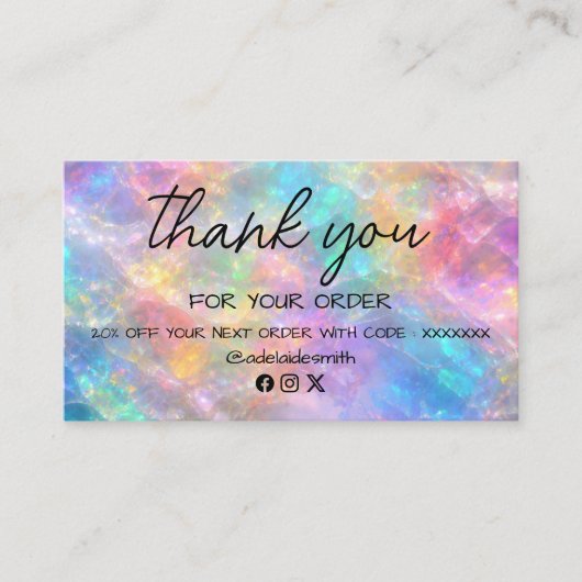 opal stone thank you business card visitenkarte (Vorderseite)