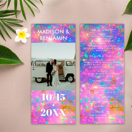 Opal Stone White Foto Bold Minimalistisch Wedding Programm