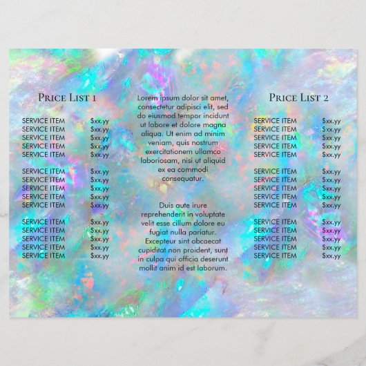 Opal-Textur-Trifold-Broschüre (Rückseite)