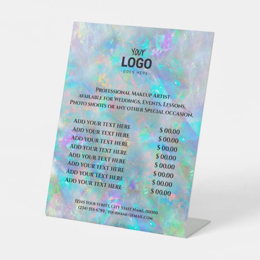 Opal Texture Preisliste Pedestal Sign Sockelschild (Vorderseite)