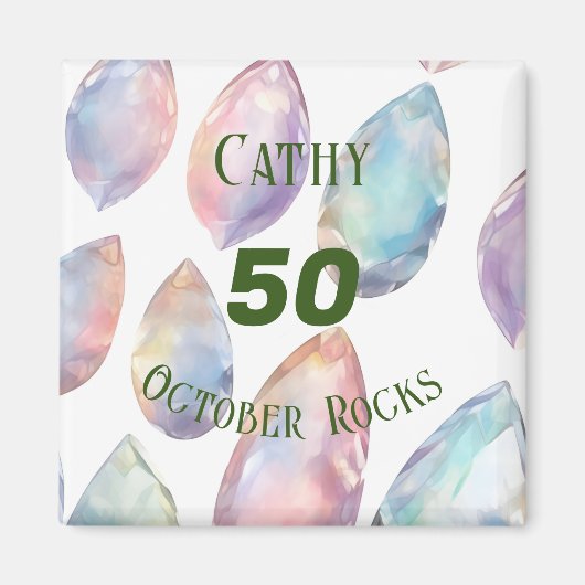 Opal-Themed Oktober Geburtstagsfeier Custom Magnet (Vorne)