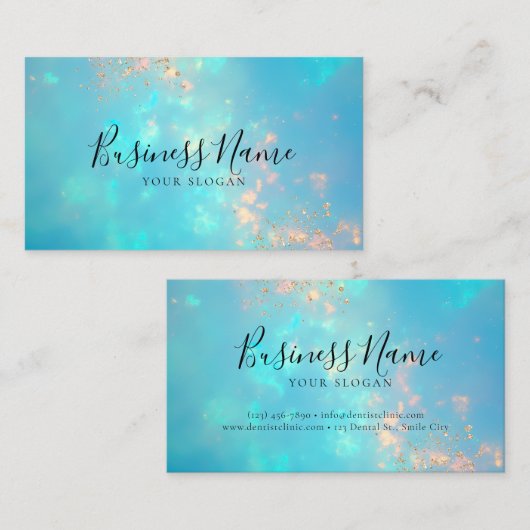 Opal Turquoise Iridescent Business Card Visitenkarte (Vorne/Hinten)