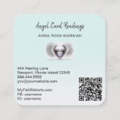 *~* Opal Two Heart QR Angel Wings AP78 Aqua Quadratische Visitenkarte (Rückseite)