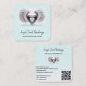 *~* Opal Two Heart QR Angel Wings AP78 Aqua Quadratische Visitenkarte (Vorne/Hinten)