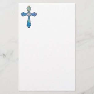 Opal-u. Diamant-Juwel-Kreuz stationär Briefpapier