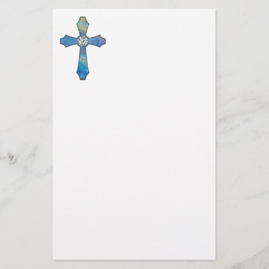 Opal-u. Diamant-Juwel-Kreuz stationär Briefpapier (Vorderseite)
