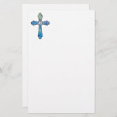 Opal-u. Diamant-Juwel-Kreuz stationär Briefpapier (Vorne/Hinten)