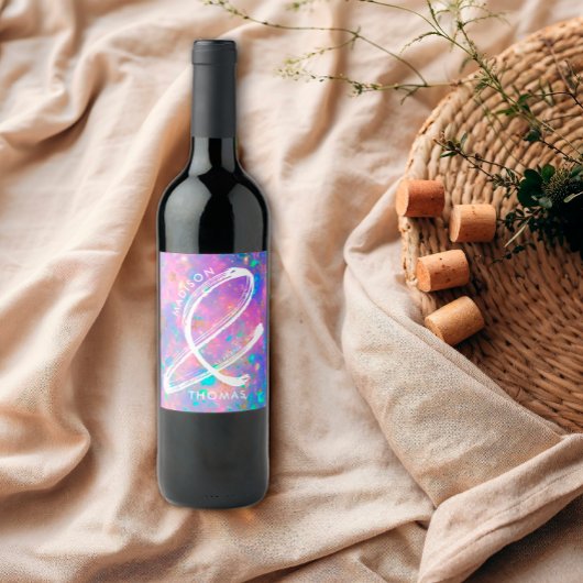 Opal und Gold fett Minimalistische Moderne Hochzei Weinetikett