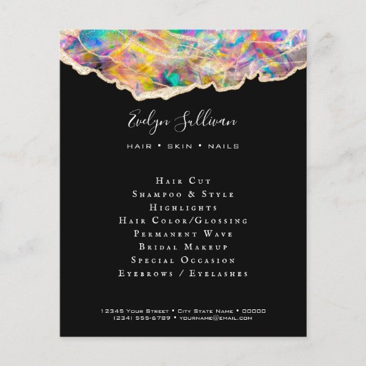 Opaldesign auf schwarzem Flyer (Vorne)