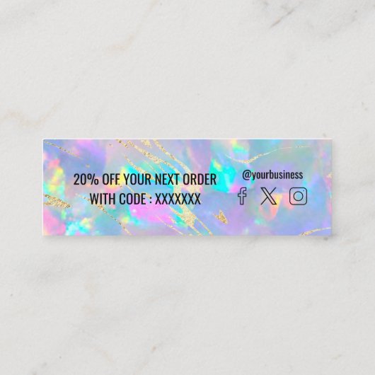 opaler Edelsteinhintergrund Mini Visitenkarte (Rückseite)