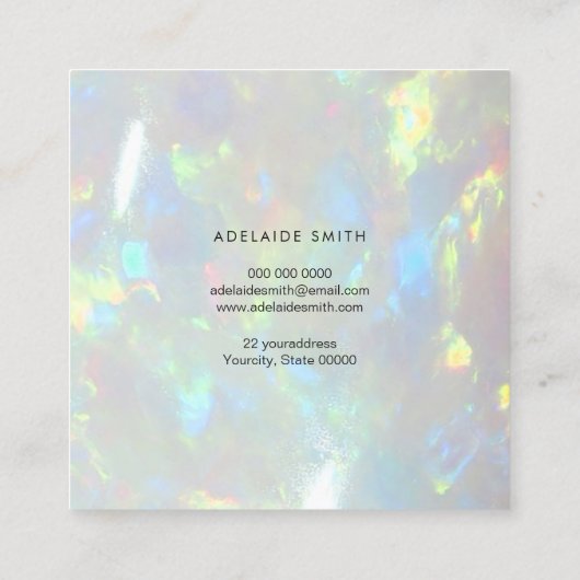 opales Foto Quadratische Visitenkarte (Rückseite)