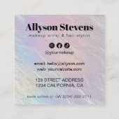 Opalescent Pearl QR Code Hair Makeup Artist Quadratische Visitenkarte (Rückseite)