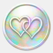 Opalescent Two Hearts Runder Aufkleber (Vorderseite)