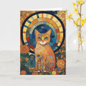 Opaleszente Katze im mosaikähnlichen romanischen D Karte (Gelbe Blume)