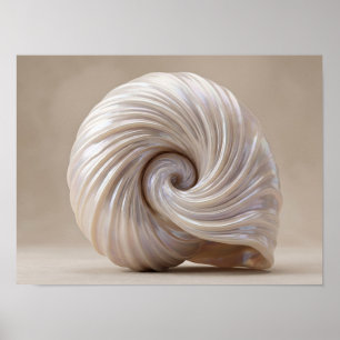 Opaleszente Spiral-Schalen-Luxus-Leinwanddruck Poster