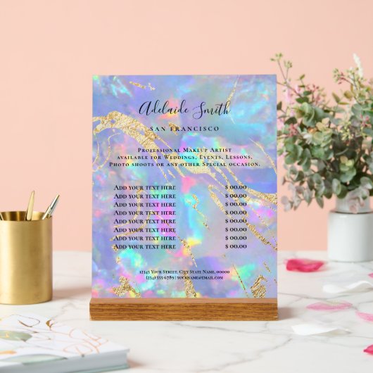 Opalpreisliste Acrylschild (Hochzeit)