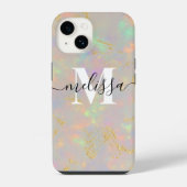 Opalstein-Monogramm-Kalligrafie iPhone Hülle (Rückseite)