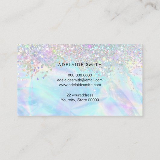 Opalstein und Imitat Glitzer Visitenkarte (Rückseite)