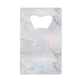 Opalweißes blauer Stein-Marmorierungschwarzes Kreditkartenflaschenöffner (Vorderseite)