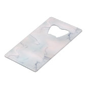 Opalweißes blauer Stein-Marmorierungschwarzes Kreditkartenflaschenöffner (Vorderseite Schrägansicht)