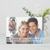 Opaque Banner Doppeltes Foto Save the Date (Stehend Vorderseite)