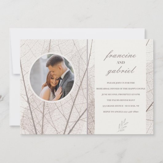 Opaque Blätter Foto Probe Abendessen Party Einladung (Vorderseite)