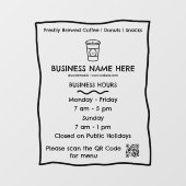 Opaque Café Coffee Shop QR Code Geschäftszeiten Fensteraufkleber (Blatt)