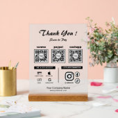 Opaque Clean Scan to pay 3 QR Codes Thank you  Acrylschild (Hochzeit)