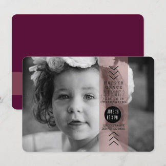 Opaque Plum Ribbon Geburtstagsparty Foto Einladung