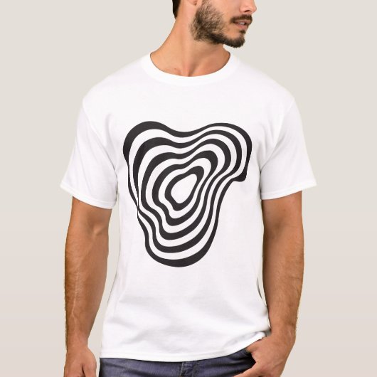 opart Abstrakte Linienform Design T-Shirt (Vorderseite)