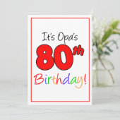 OPAs 80. Meilenstein Geburtstagsfeier Einladung (Stehend Vorderseite)