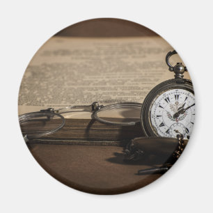 Opa's antike Uhr und Brille Magnet