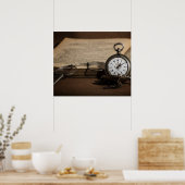 Opa's antike Uhr und Brille Poster (Küche)