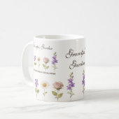 Opa's Blumengarten mit 5 Namen & Blumen Kaffeetasse (Vorderseite Links)