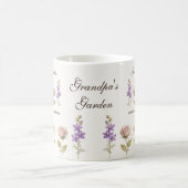 Opa's Blumengarten mit 5 Namen & Blumen Kaffeetasse (Mittel)