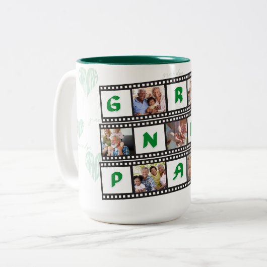 Opa's Coffee Tasse Personalisiert mit 7 Fotos! (Vorderseite Links)