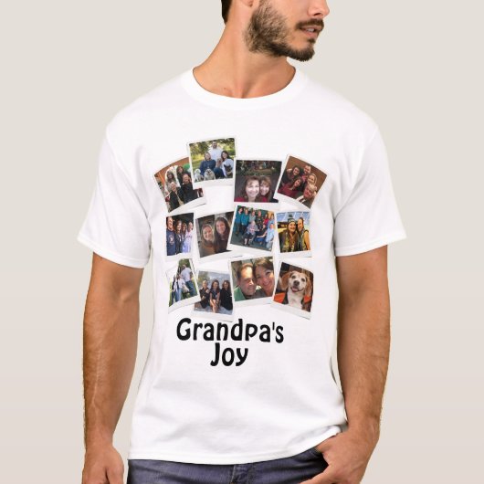 Opa's Joy Foto Frame Collage Modern Trendy T-Shirt (Vorderseite)