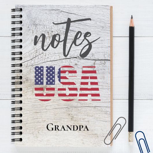 Opa's Name, Patriotic USA Flag Spiral Notebook Notizblock