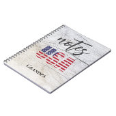 Opa's Name, Patriotic USA Flag Spiral Notebook Notizblock (Linke Seite)