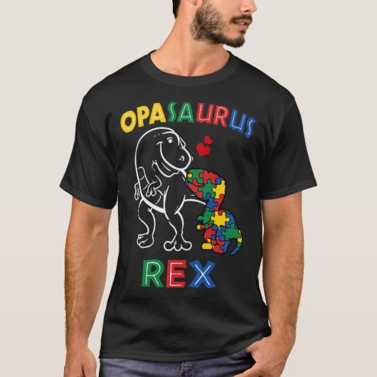Opasaurus Autism Awareness Opa Grandpa Dinosaur Gr T-Shirt (Vorderseite)