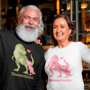 OpaSaurus Green T-Rex & Baby Girl Dinosaurier T-Shirt